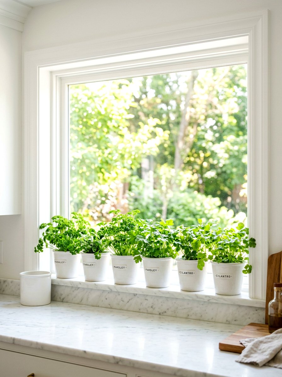 Window sill herb garden - 30 kitchen herb shelf ideas