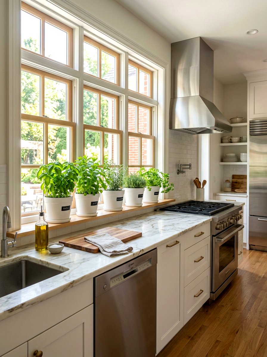 Window sill herb garden - 30 kitchen herb garden ideas