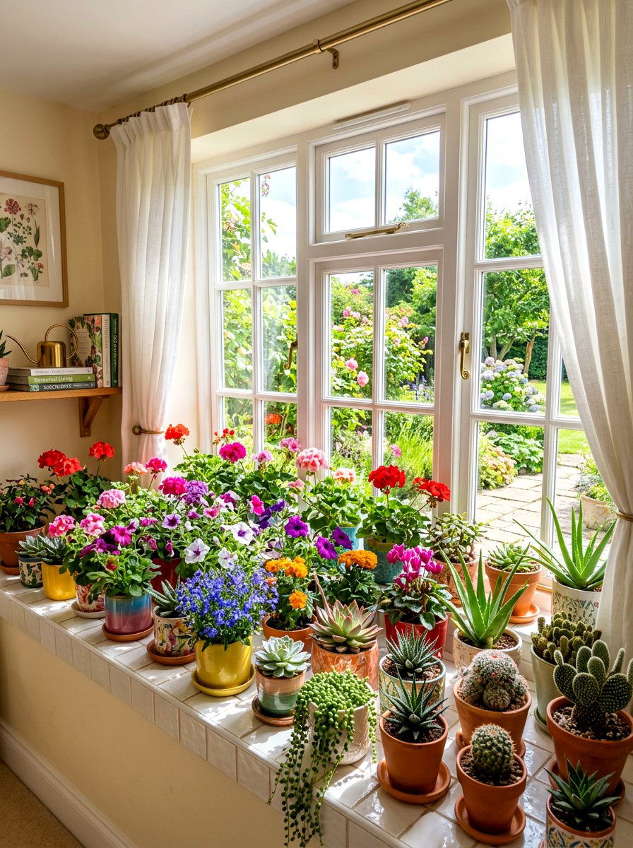 Window sill plant ledge - 30 bathroom plant shelf ideas
