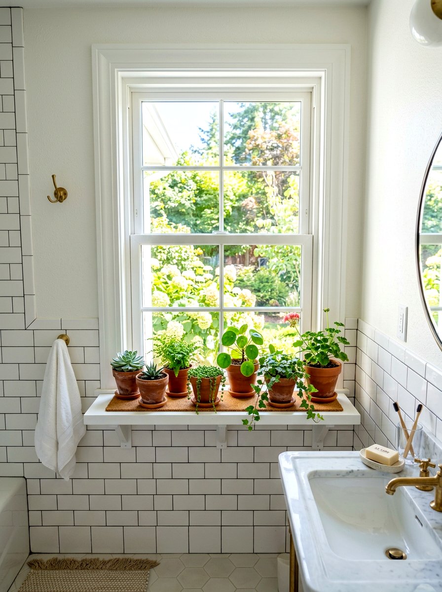 Window sill shelf extender - 30 renter safe bathroom shelf ideas