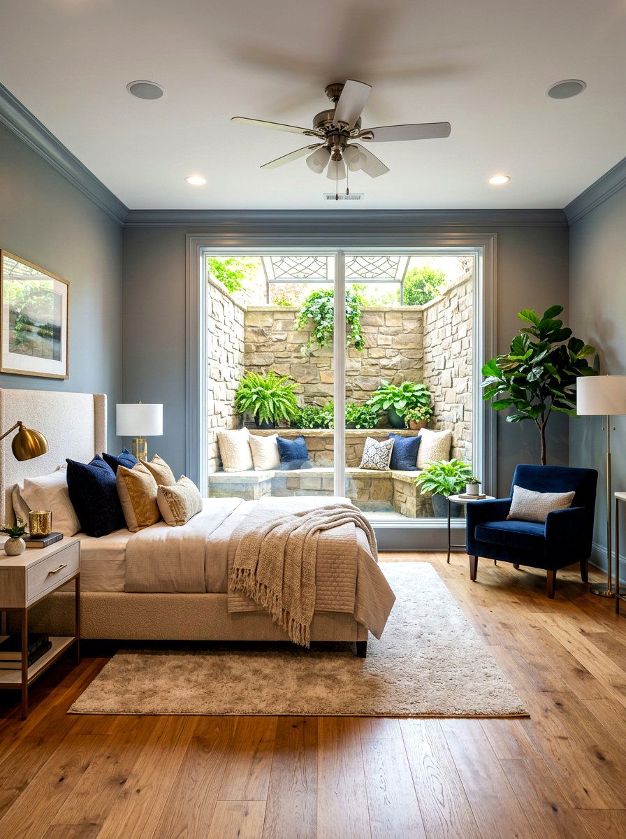 Window well with seating - 30 basement bedroom egress ideas