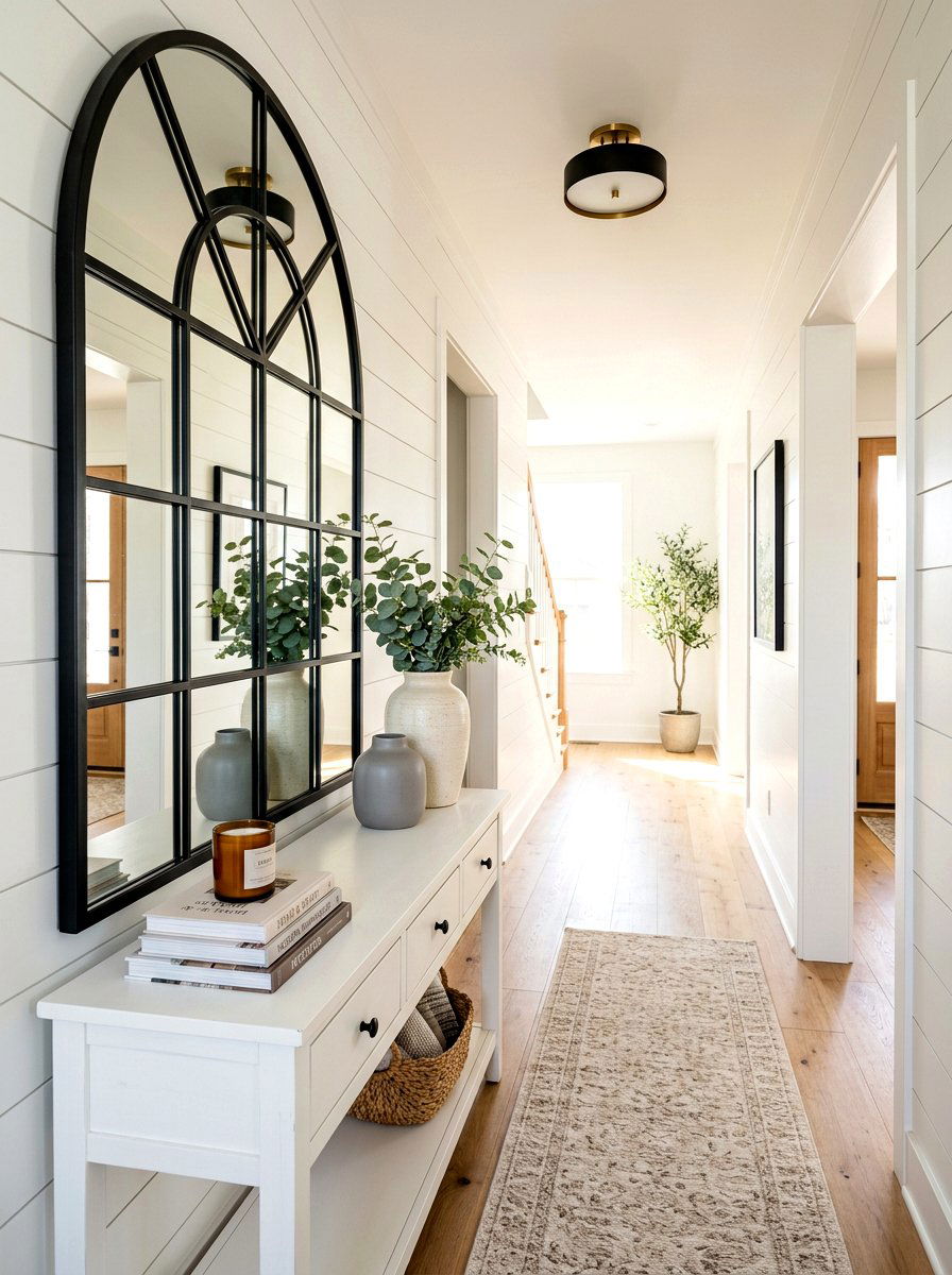 Windowpane Arched Mirror Hallway - 30 arched mirror hallway ideas