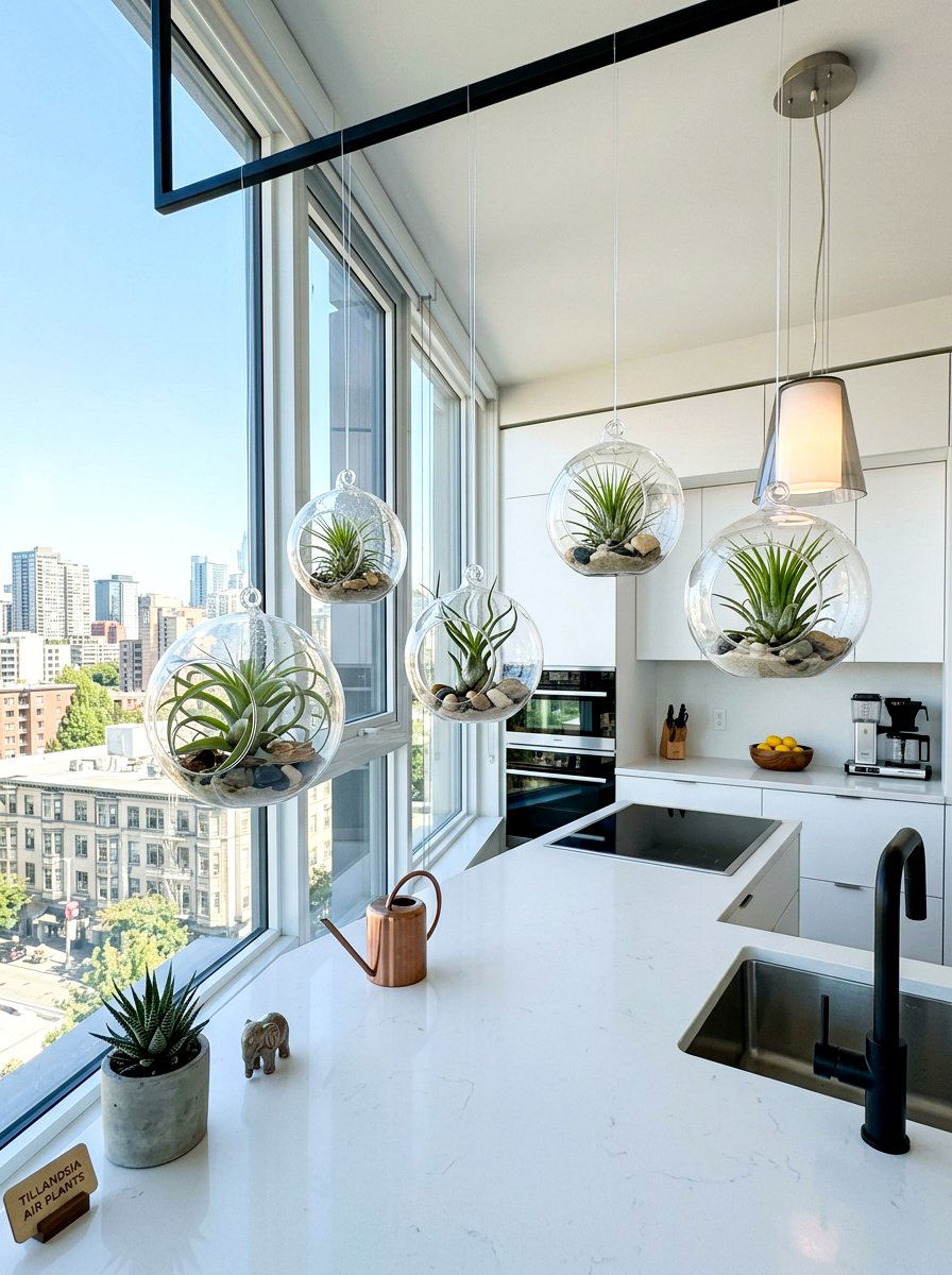 Windowsill Air Plant Display - 30 windowsill kitchen decor ideas