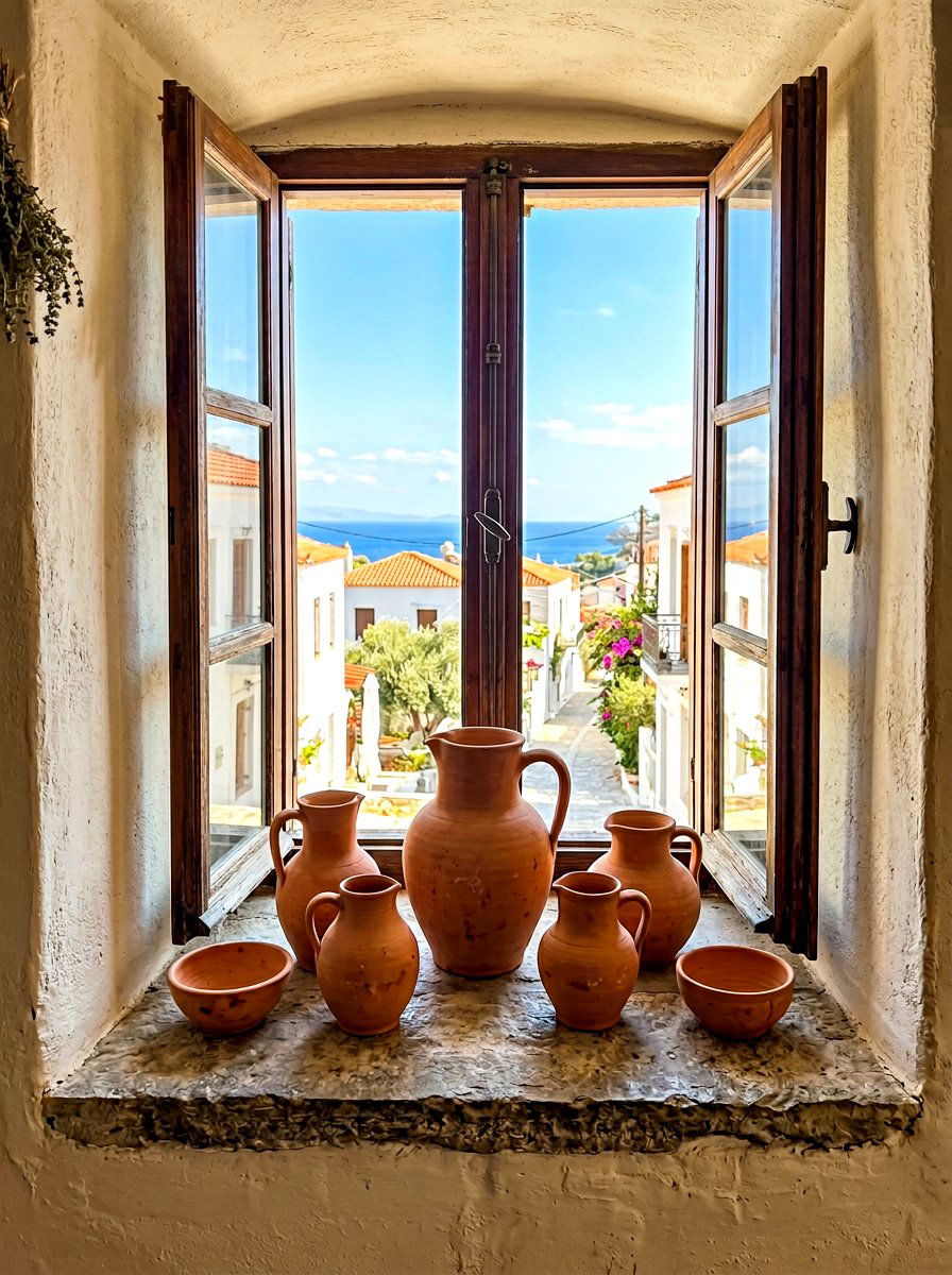 Windowsill Clay Pottery - 30 windowsill kitchen decor ideas