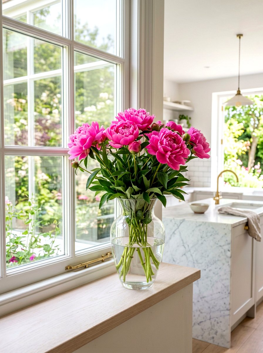 Windowsill Fresh Flower Vase - 30 windowsill kitchen decor ideas
