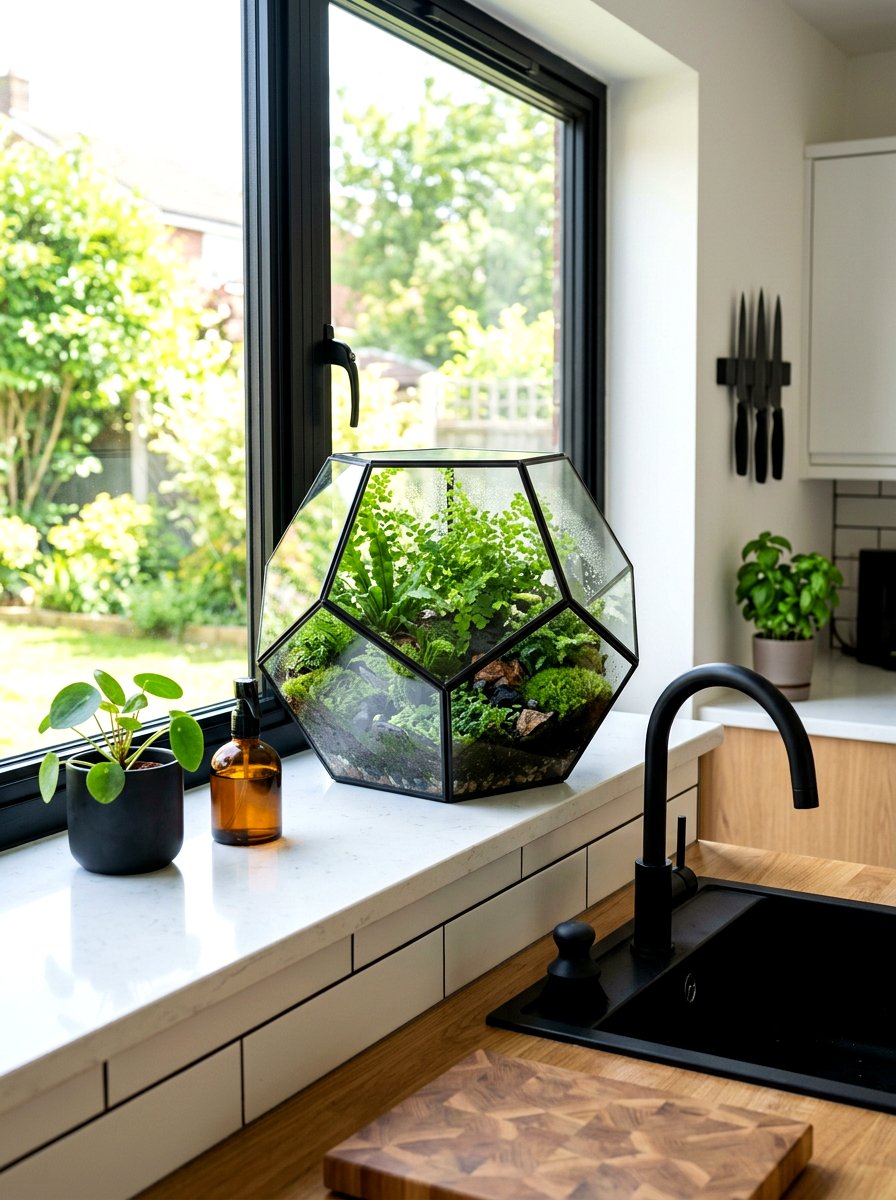 Windowsill Glass Terrarium - 30 windowsill kitchen decor ideas