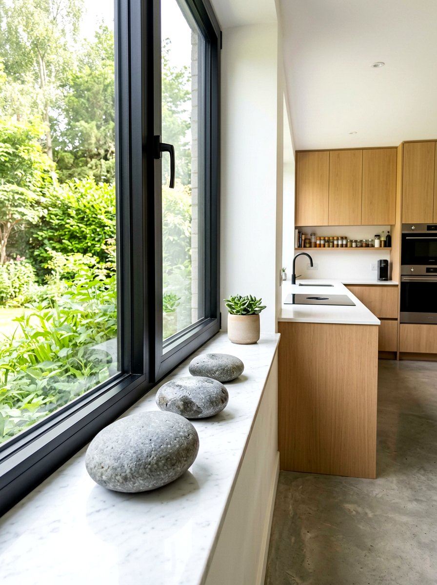 Windowsill Minimalist Stone Decor - 30 windowsill kitchen decor ideas