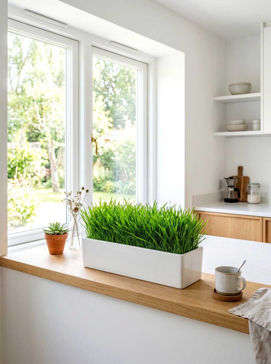 Windowsill Modern White Planter - 30 windowsill kitchen decor ideas