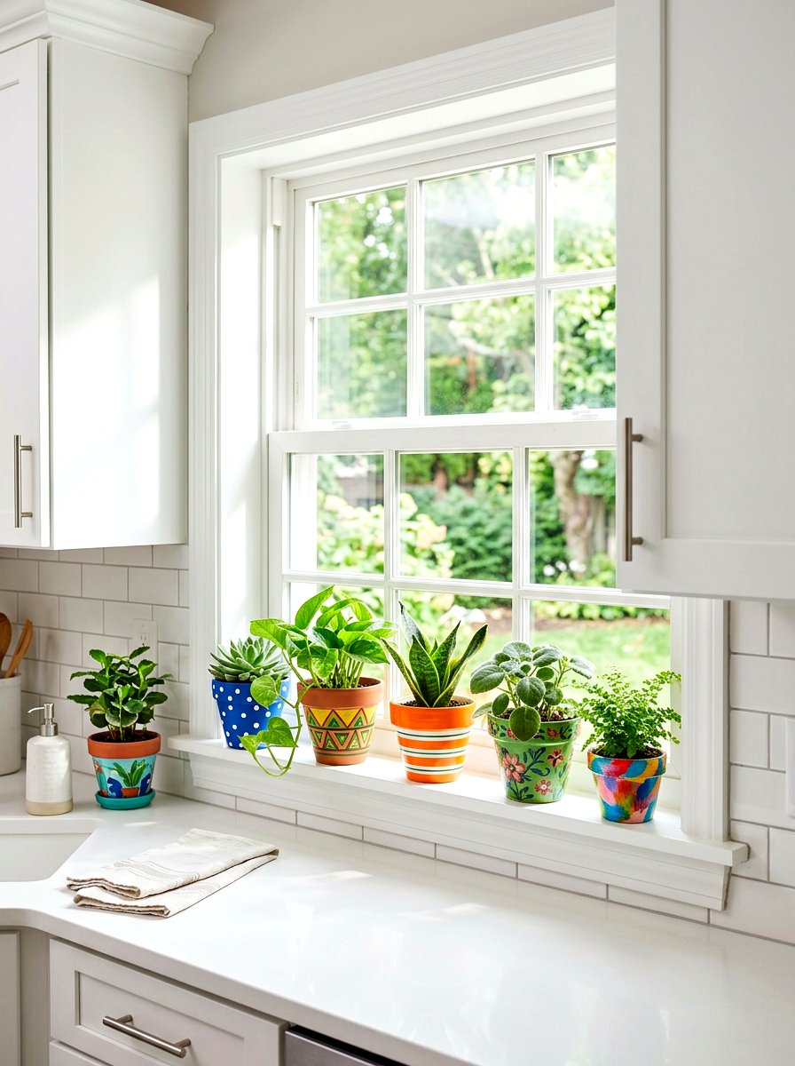 Windowsill Small Potted Plants - 30 windowsill kitchen decor ideas
