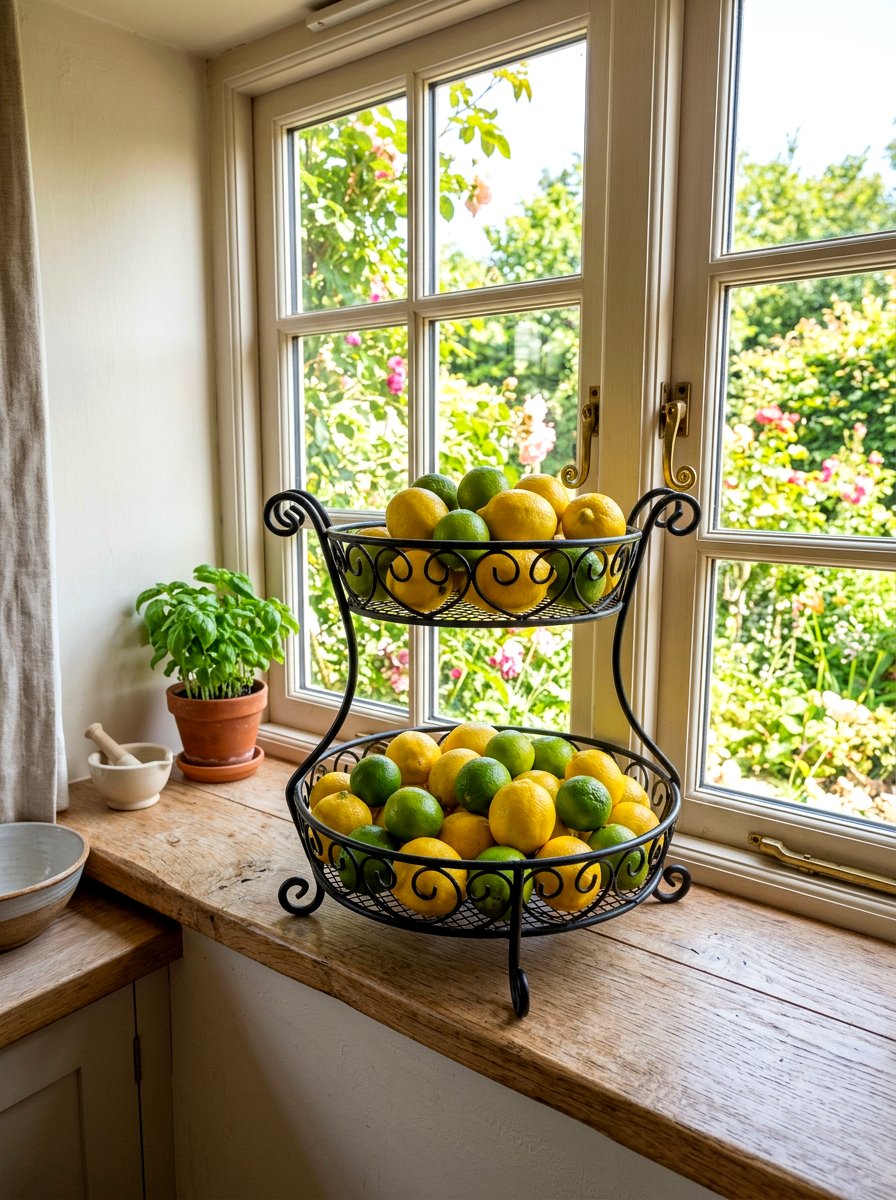 Windowsill Tiered Fruit Stand - 30 windowsill kitchen decor ideas