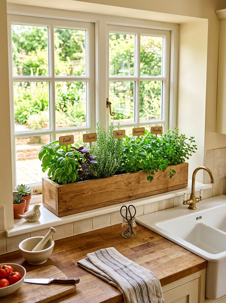 Windowsill herb box - 30 windowsill herb garden ideas