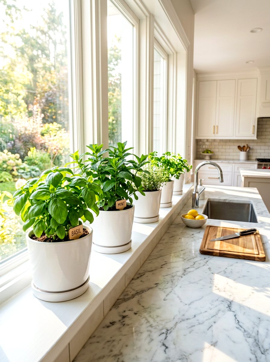 Windowsill herb garden - 30 apartment herb garden ideas