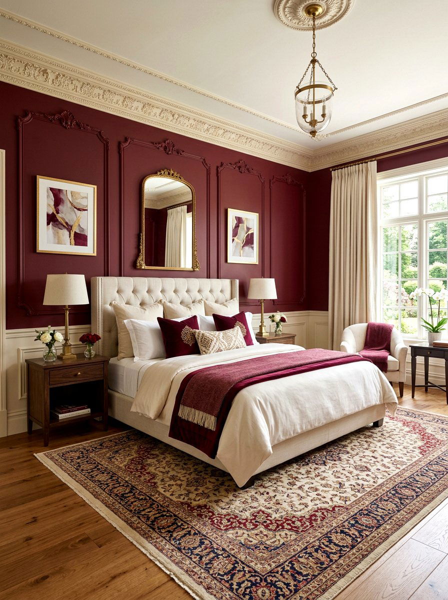 Wine And Cream Color Palette - 30 wine color bedroom ideas