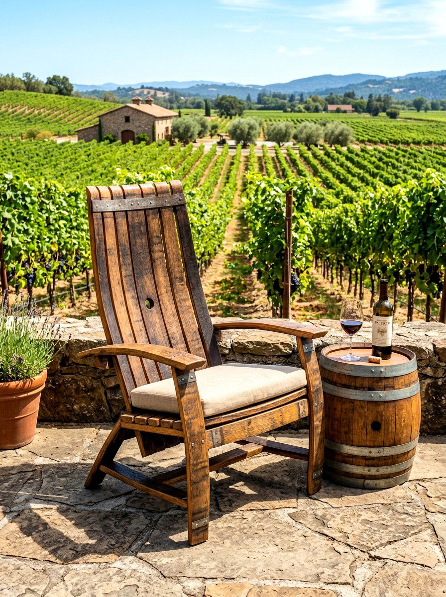 Wine Barrel Chair - 30 rustic backyard seating ideas