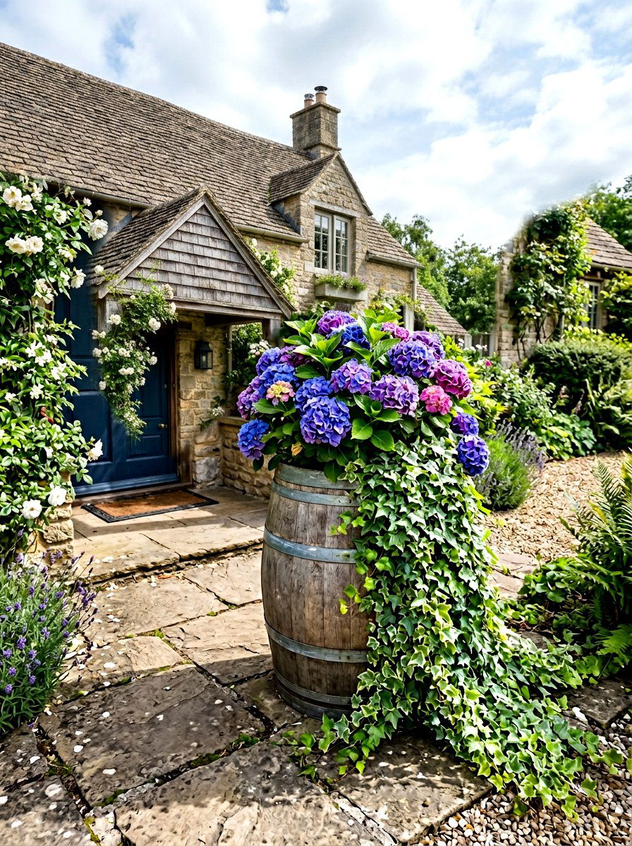 Wine Barrel Garden - 30 budget container garden ideas