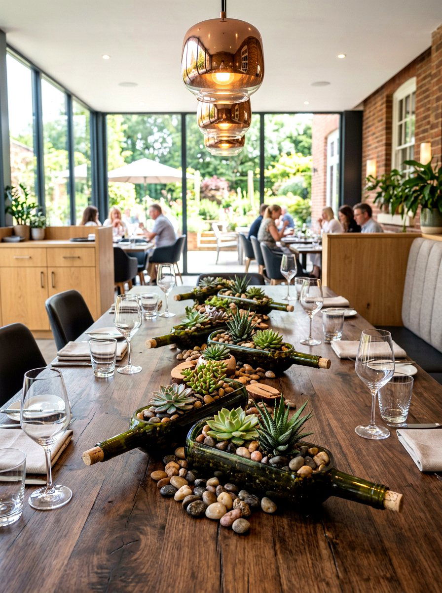 Wine Bottle Display - 30 succulent planter ideas