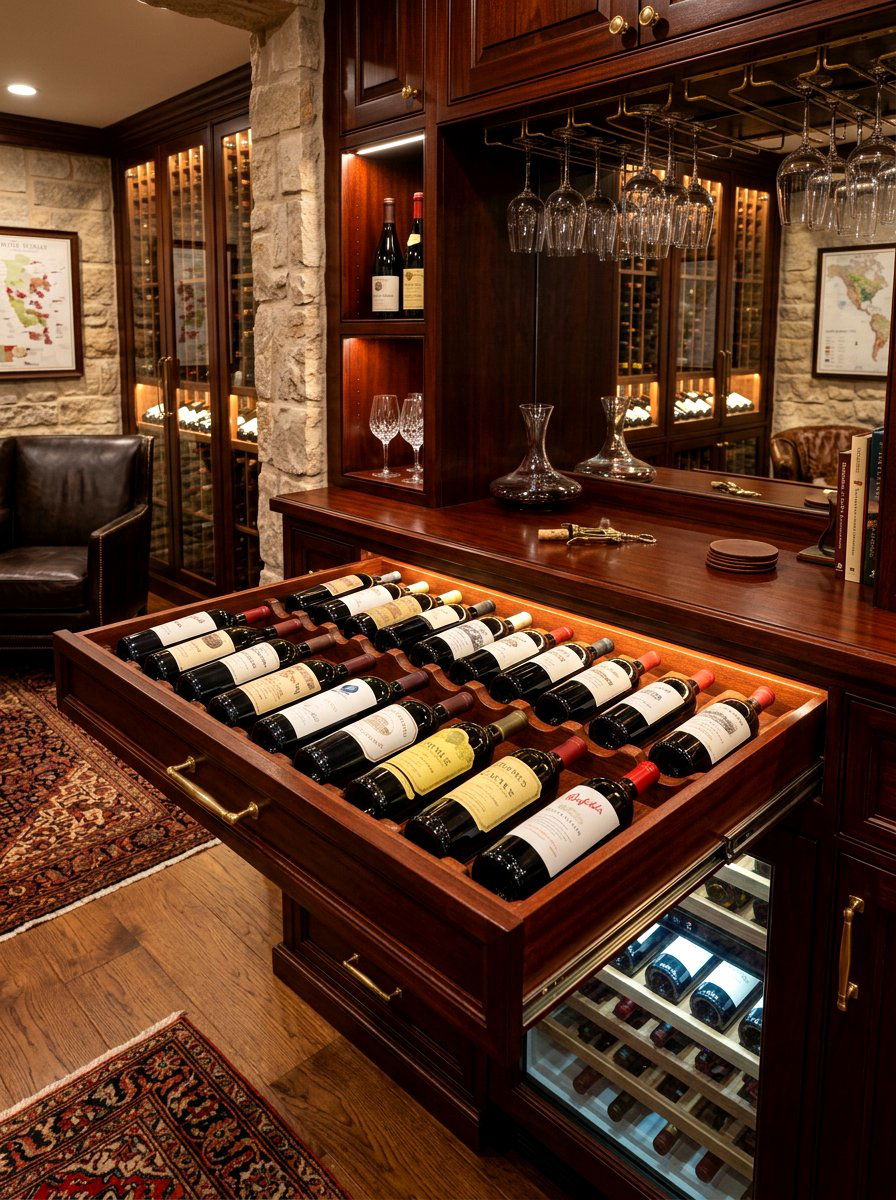 Wine Bottle Storage Drawer - 30 kitchen drawer pantry ideas