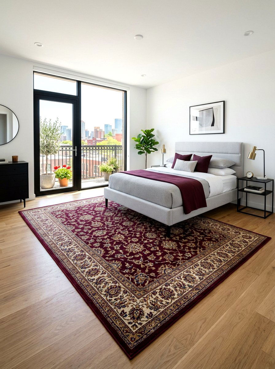 Wine Color Area Rug - 30 wine color bedroom ideas