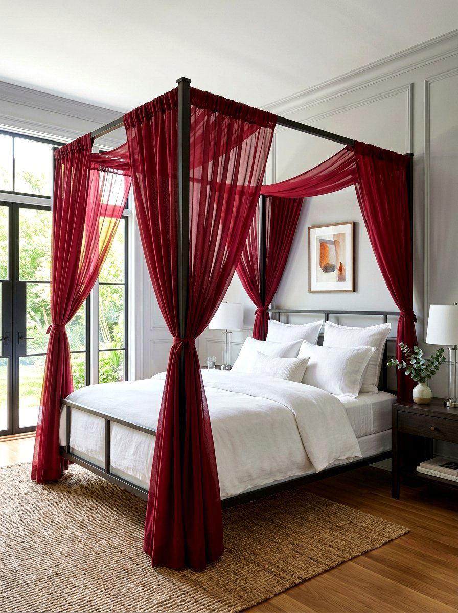 Wine Color Canopy Bed - 30 wine color bedroom ideas