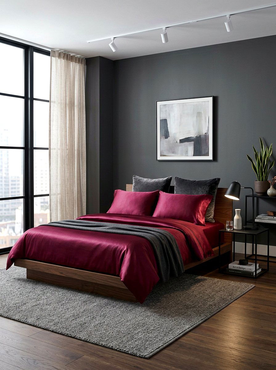 Wine Color Silk Sheets - 30 wine color bedroom ideas