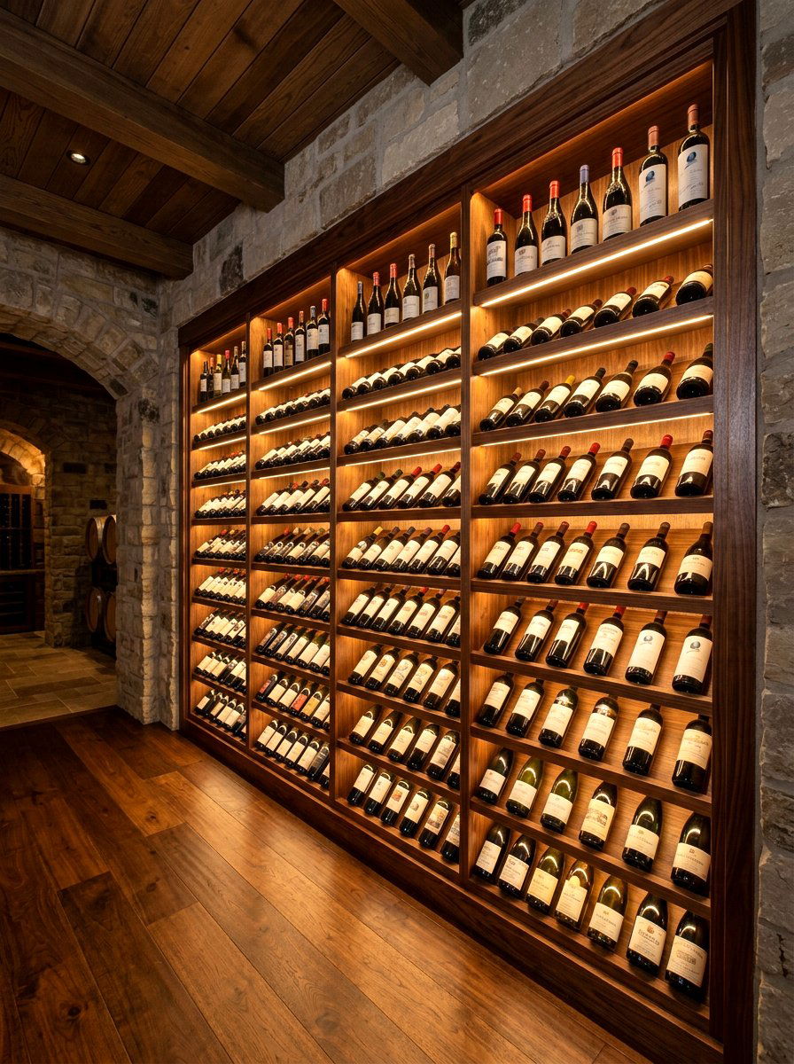 Wine Rack Integrated Lighting - 30 under shelf lighting ideas