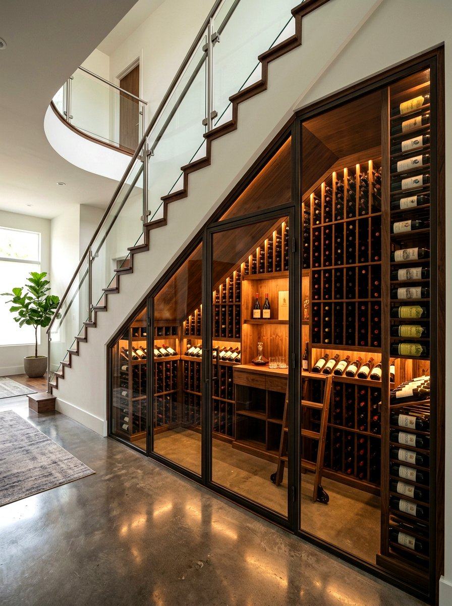 Wine Storage Under Stairs - 30 staircase nook ideas