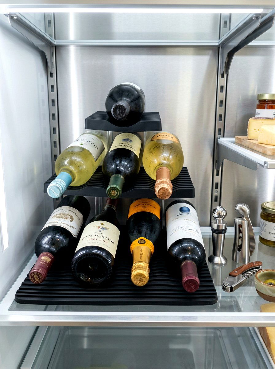 Wine bottle silicone mat - 30 aesthetic fridge organization ideas