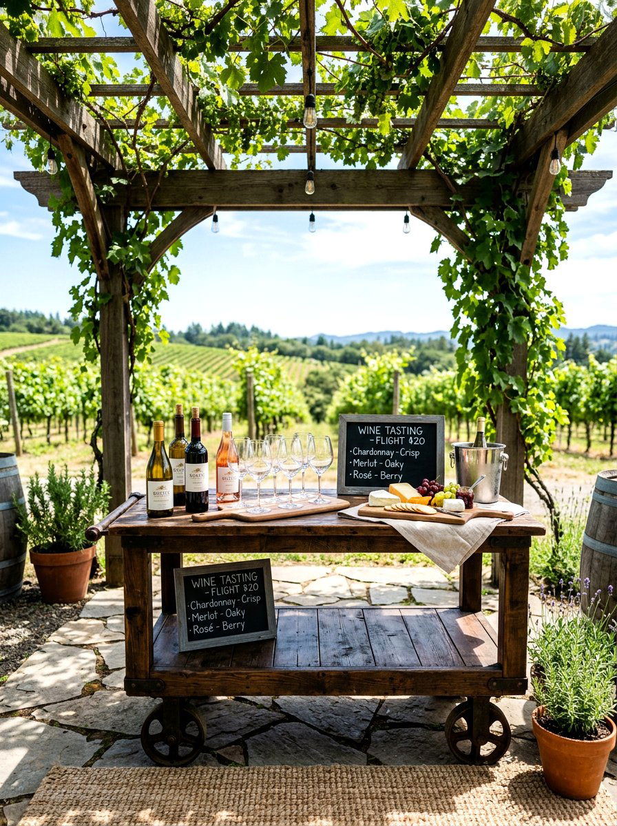 Wine tasting station - 30 backyard date night ideas
