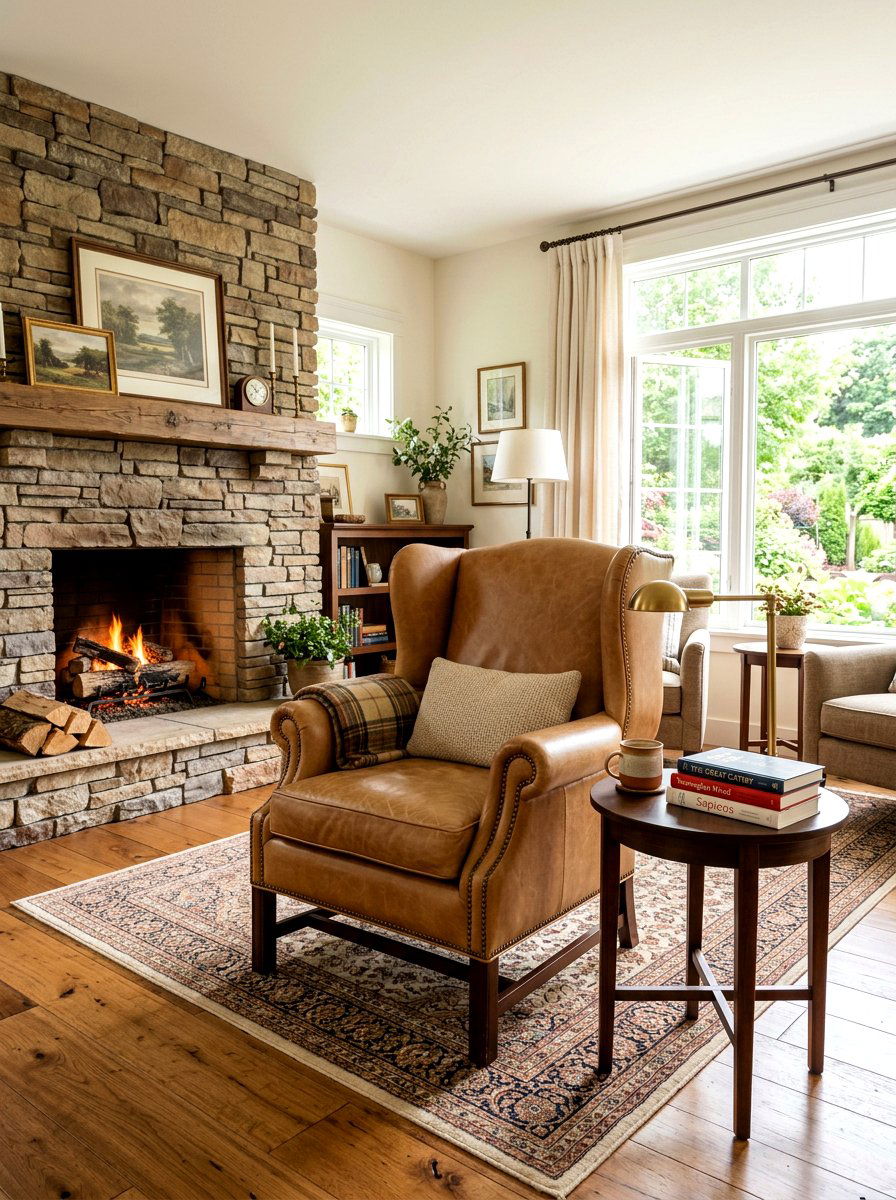 Wingback Chair - 30 old money living room ideas