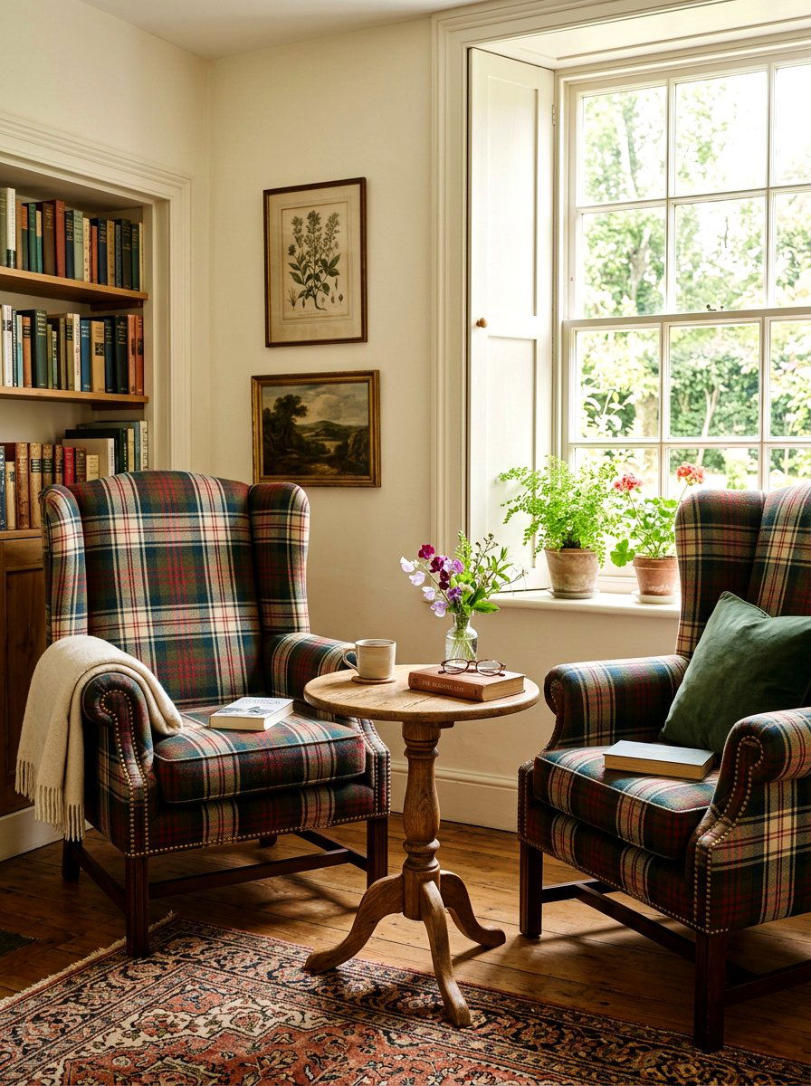 Wingback Chair Seating Nook - 30 classic traditional living room ideas