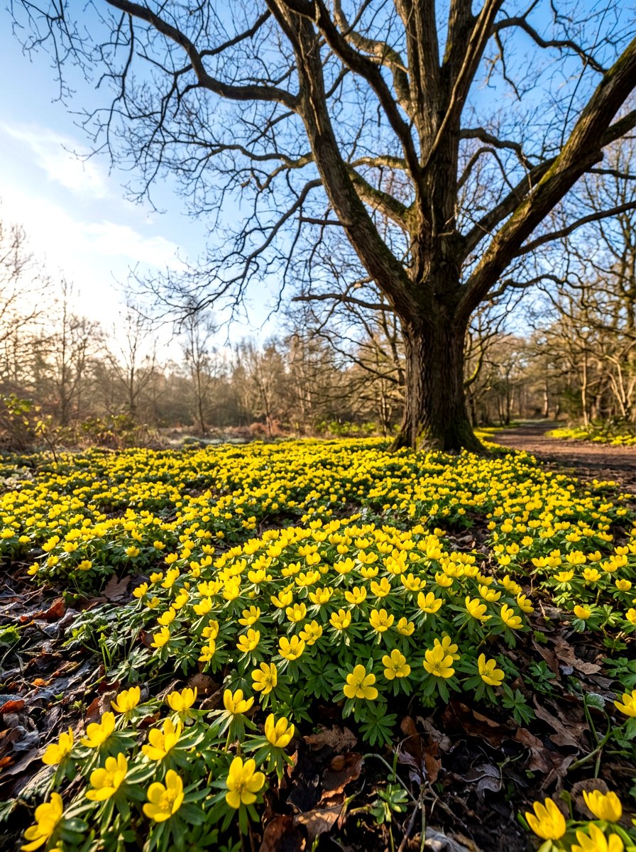 Winter Aconite Patch - 30 early spring flower bed ideas