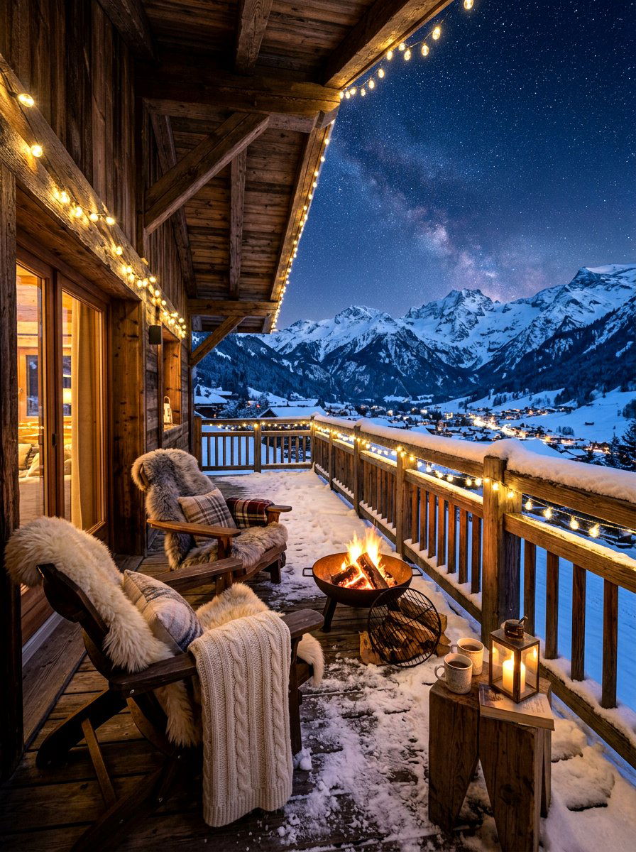 Winter Balcony - 30 ski lodge holiday decor ideas