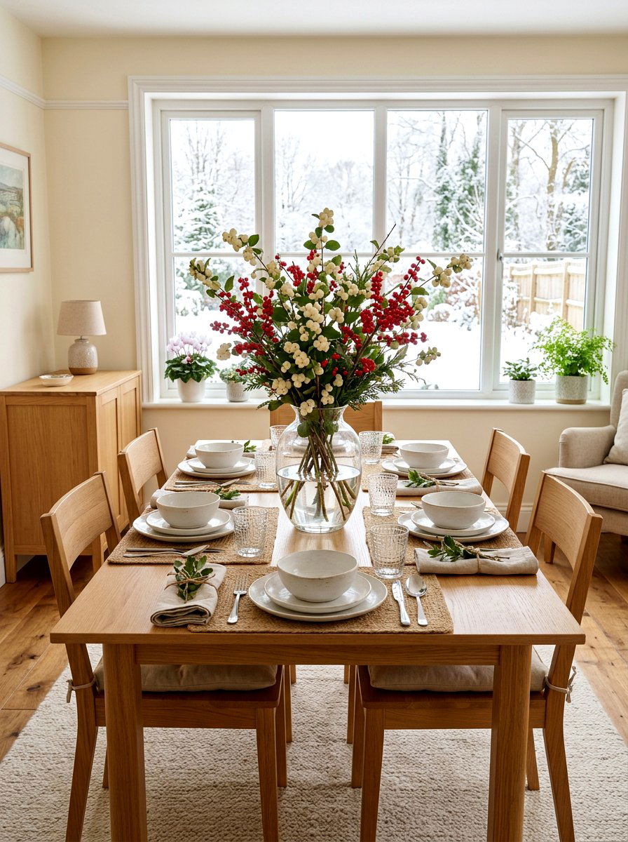 Winter Berry Arrangement - 30 winter dining table ideas