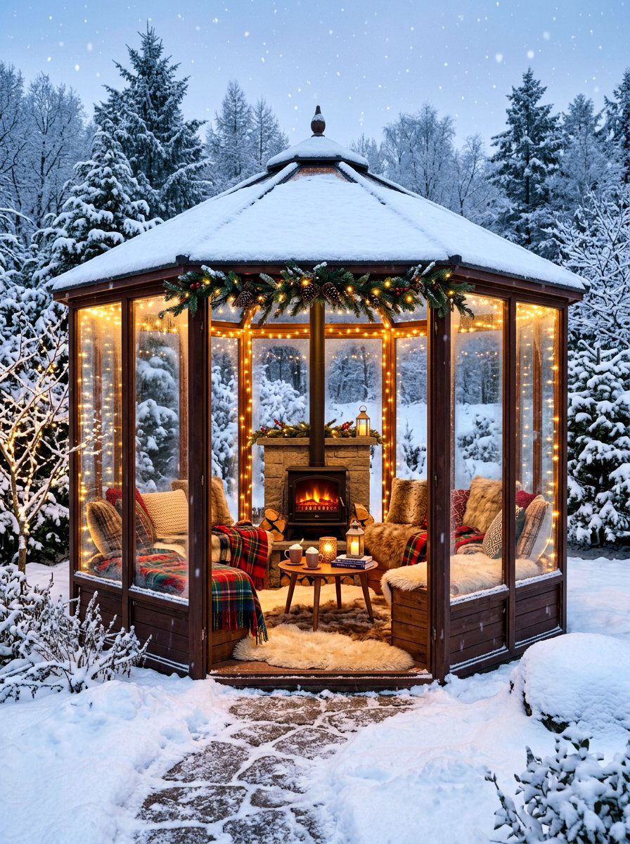 Winter Conservatory Gazebo - 30 cozy gazebo ideas
