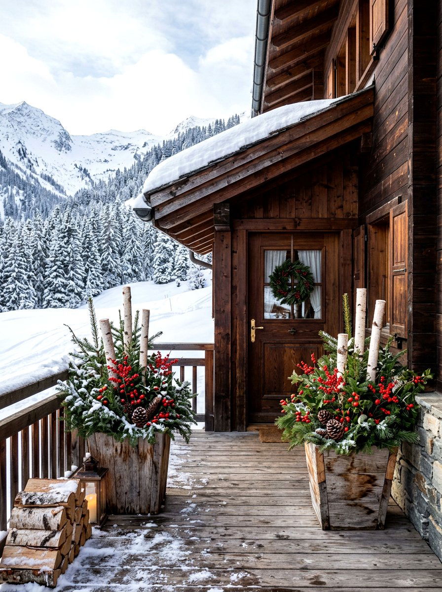 Winter Greenery Arrangement - 30 chalet porch ideas