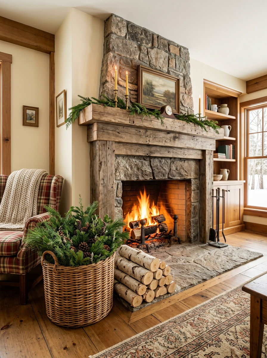 Winter Greenery Basket - 30 winter greenery decor ideas