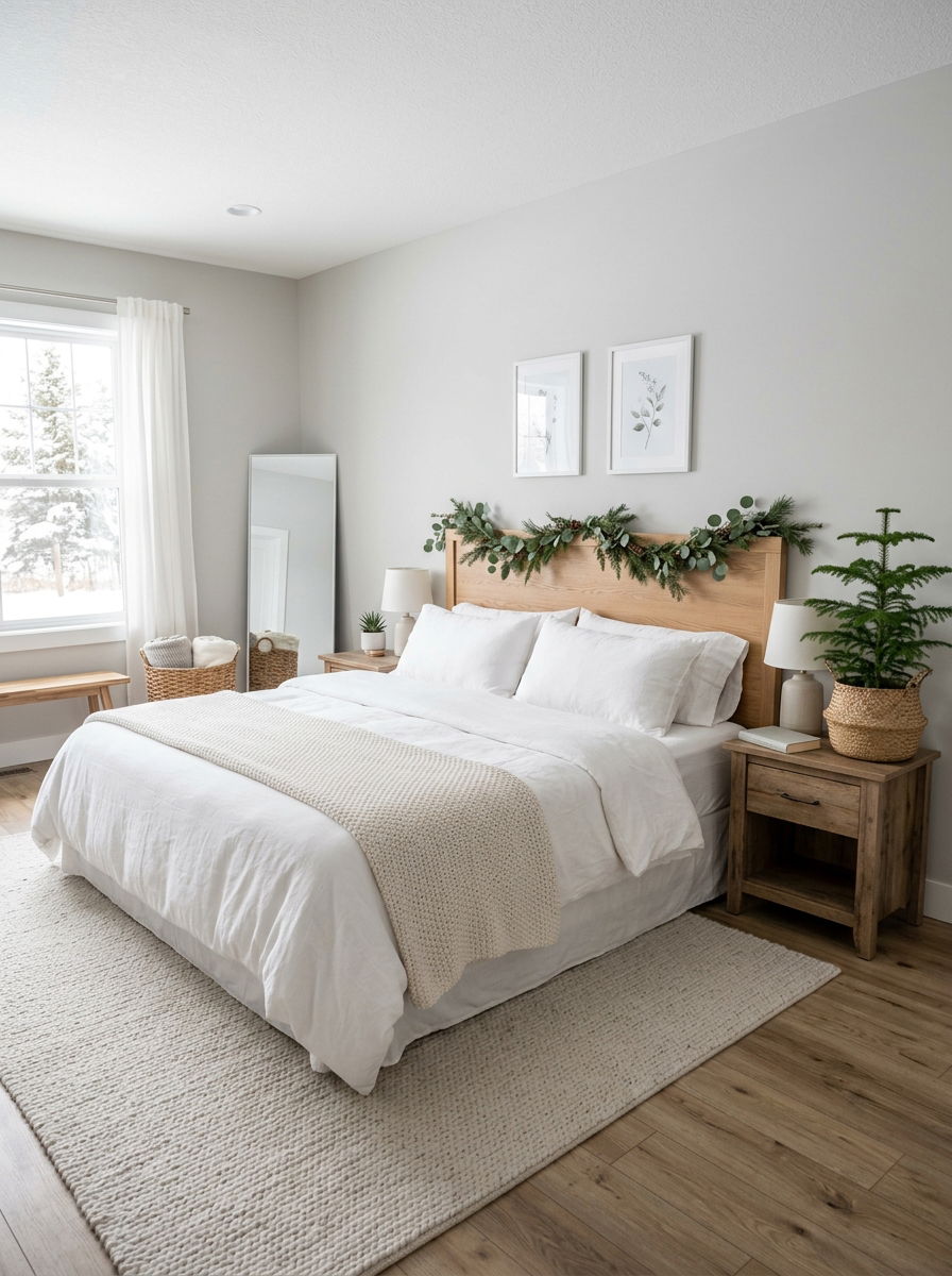 Winter Greenery Bedroom - 30 winter greenery decor ideas