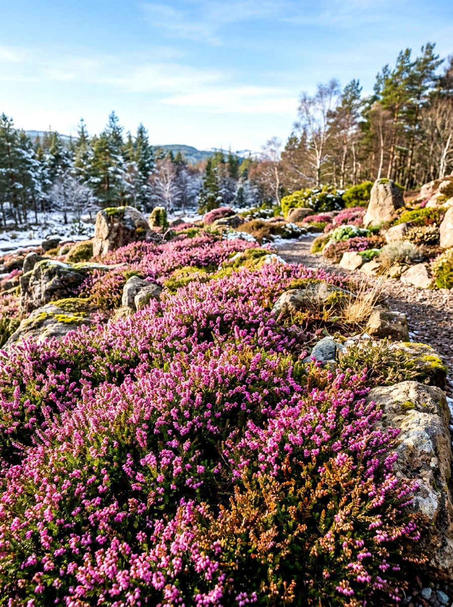 Winter Heather Ground Blanket - 30 evergreen landscaping ideas