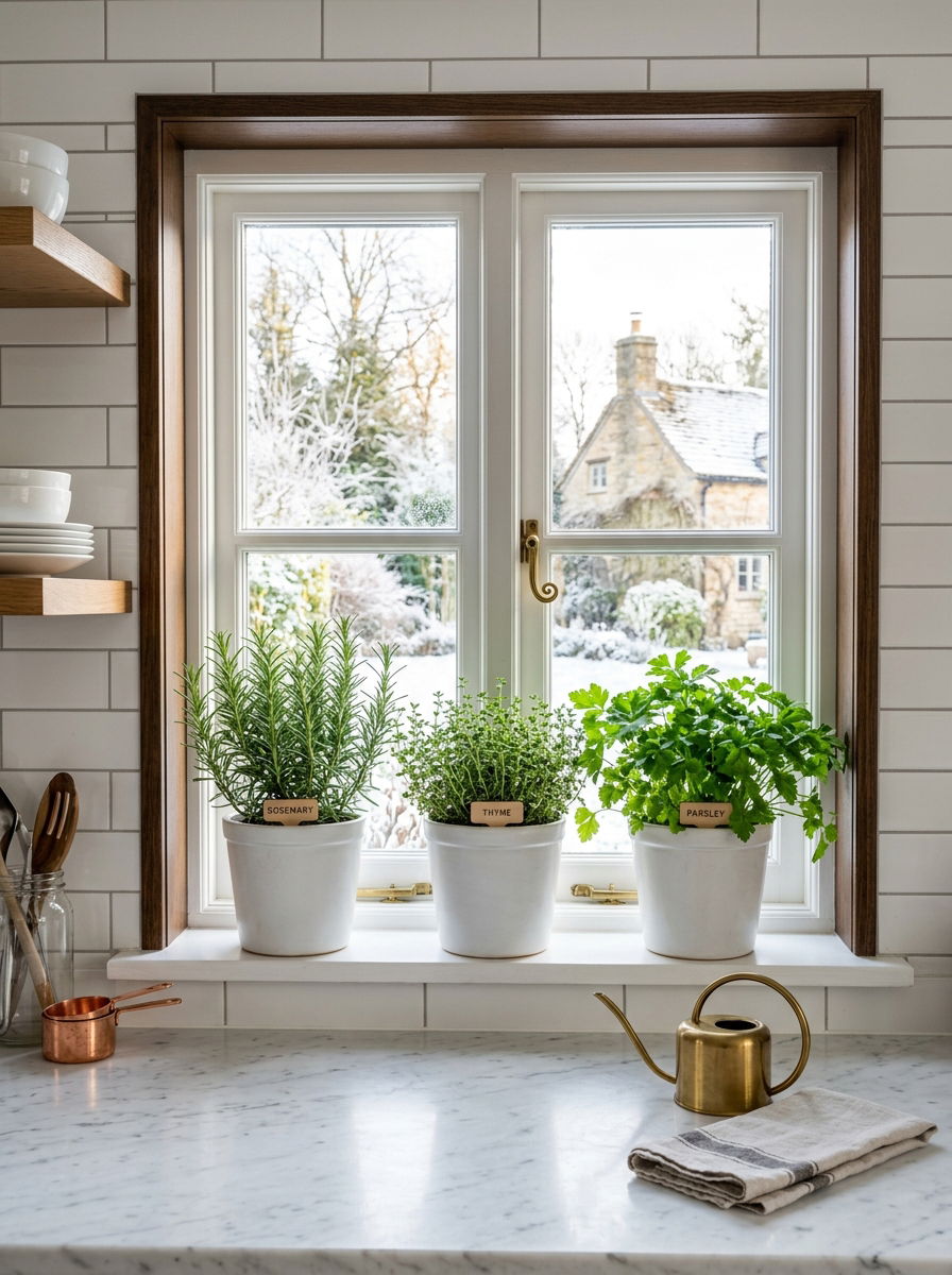 Winter Herbs Kitchen - 30 winter greenery decor ideas