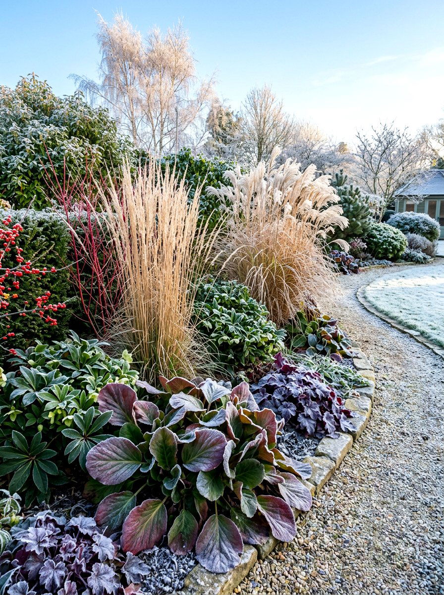 Winter Interest Border - 30 perennial border ideas