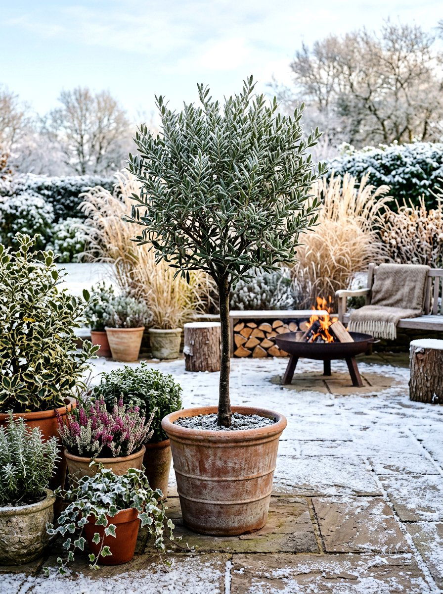 Winter Patio Plants - 30 potted olive backyard ideas
