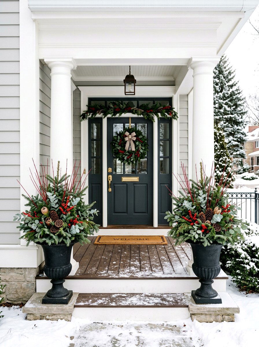 Winter Planter Arrangements - 30 winter front porch ideas