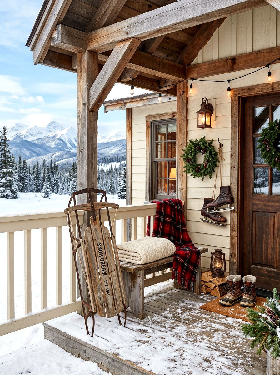 Winter Sled Porch - 30 holiday porch decor ideas