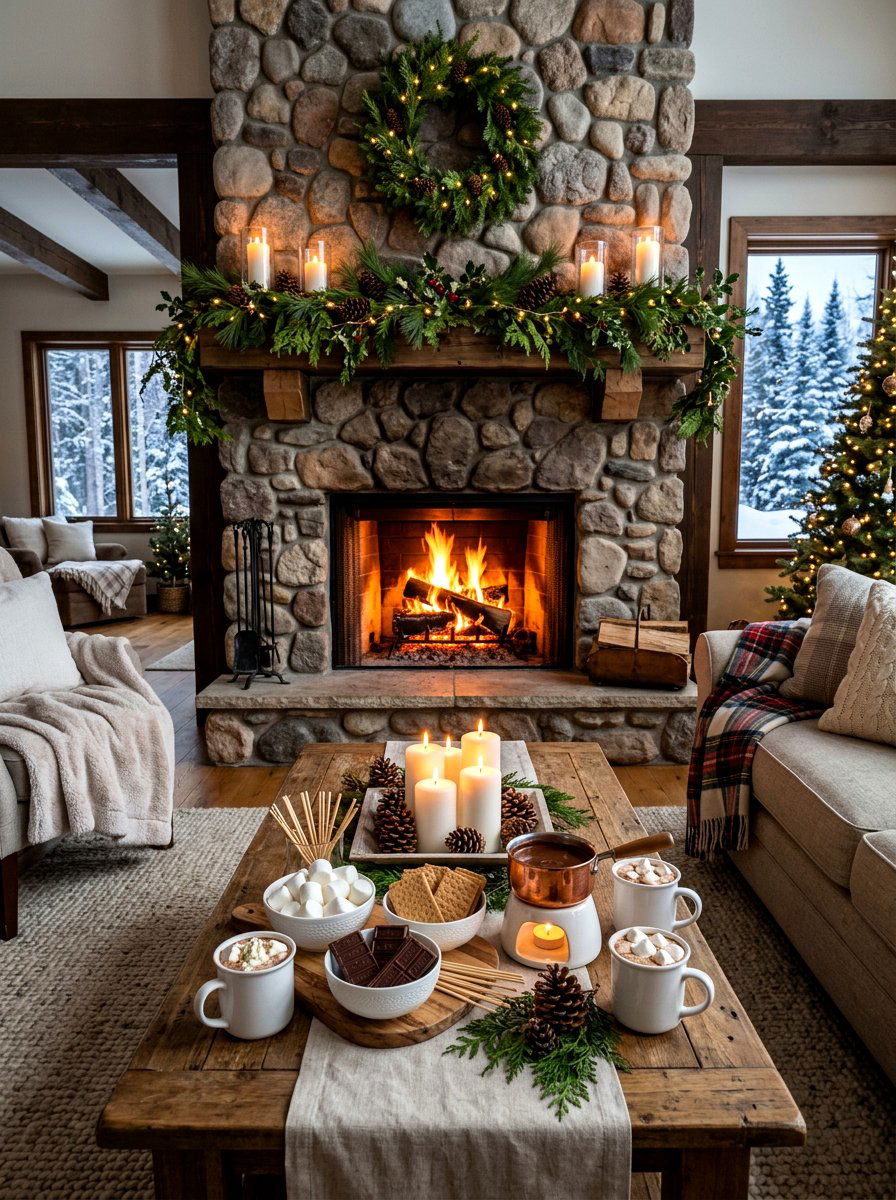Winter Smores Fireplace - 30 s'mores station ideas