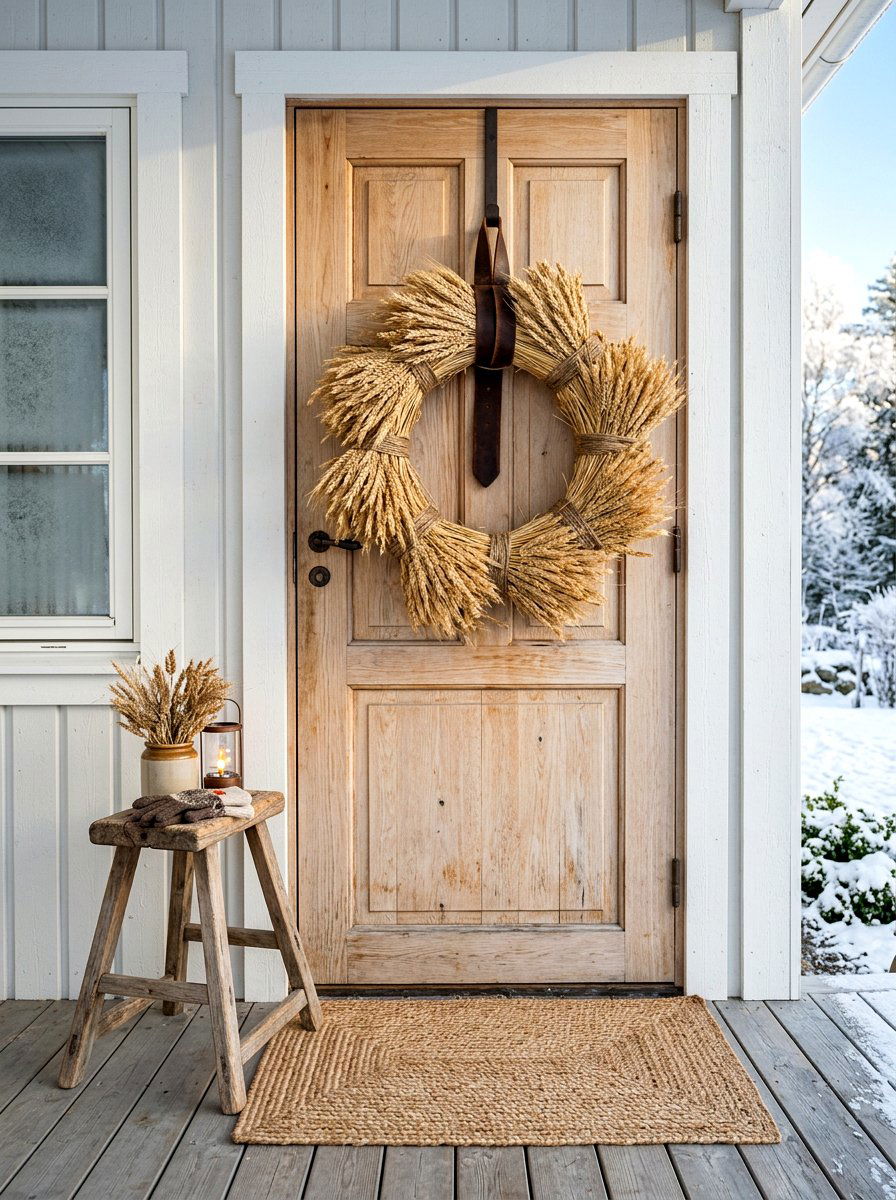 Winter Wheat Wreath - 30 winter wreath ideas