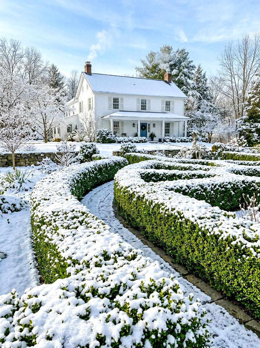 Winter boxwood interest - 30 boxwood front yard ideas