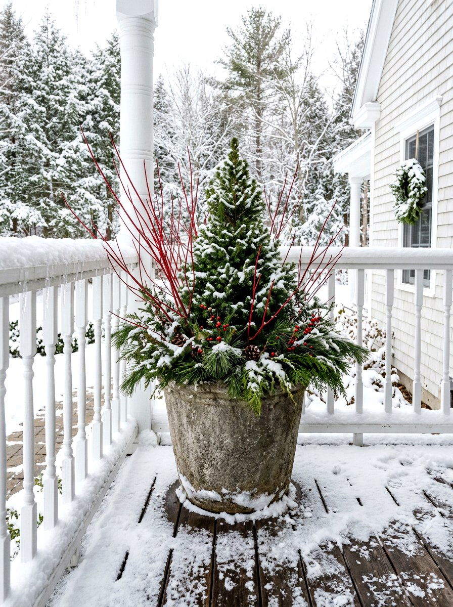 Winter evergreen container - 30 container garden ideas