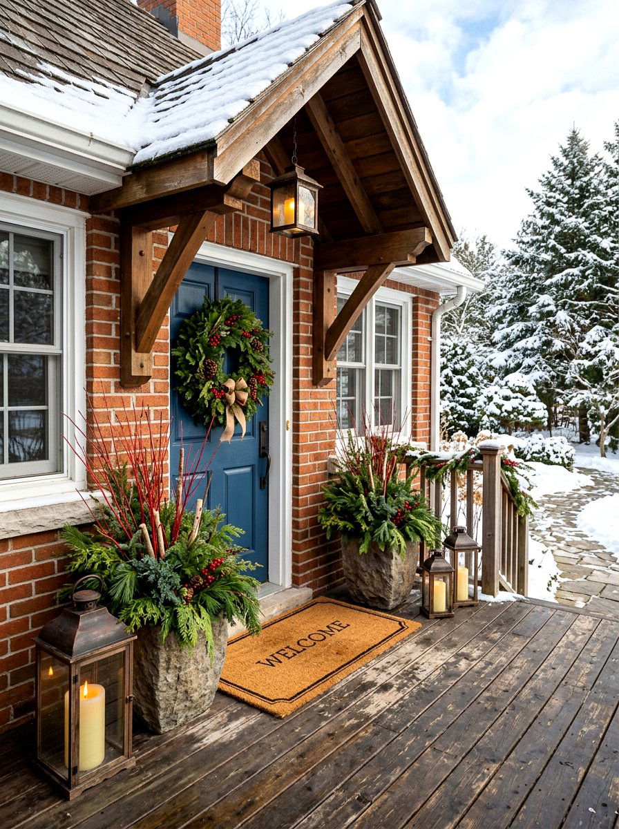 Winter evergreen porch - 30 seasonal front porch ideas