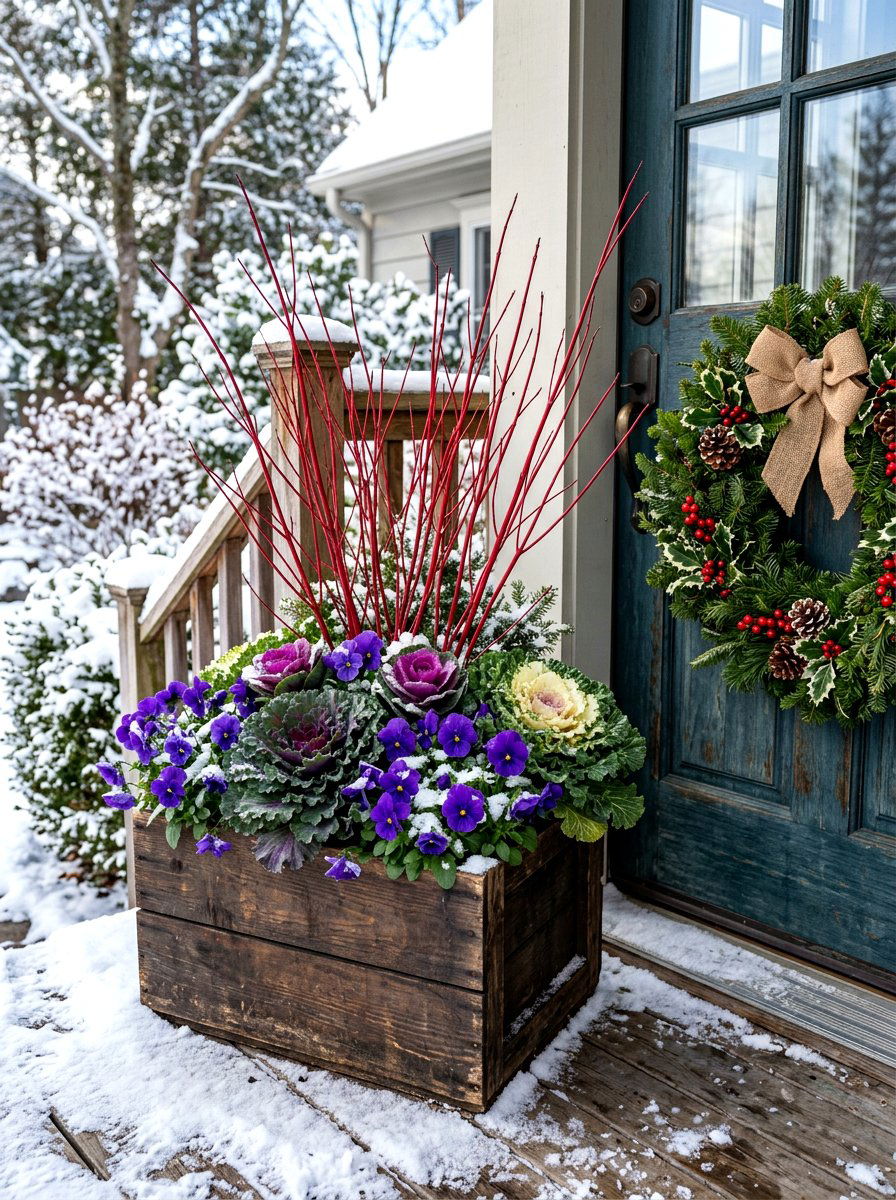 Winter flower container - 30 flower container garden ideas
