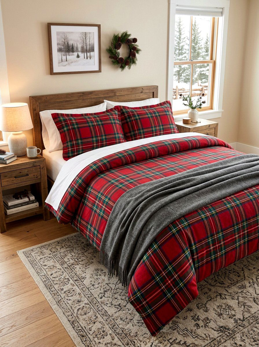 Winter plaid flannel bedding - 30 tailored bedding ideas